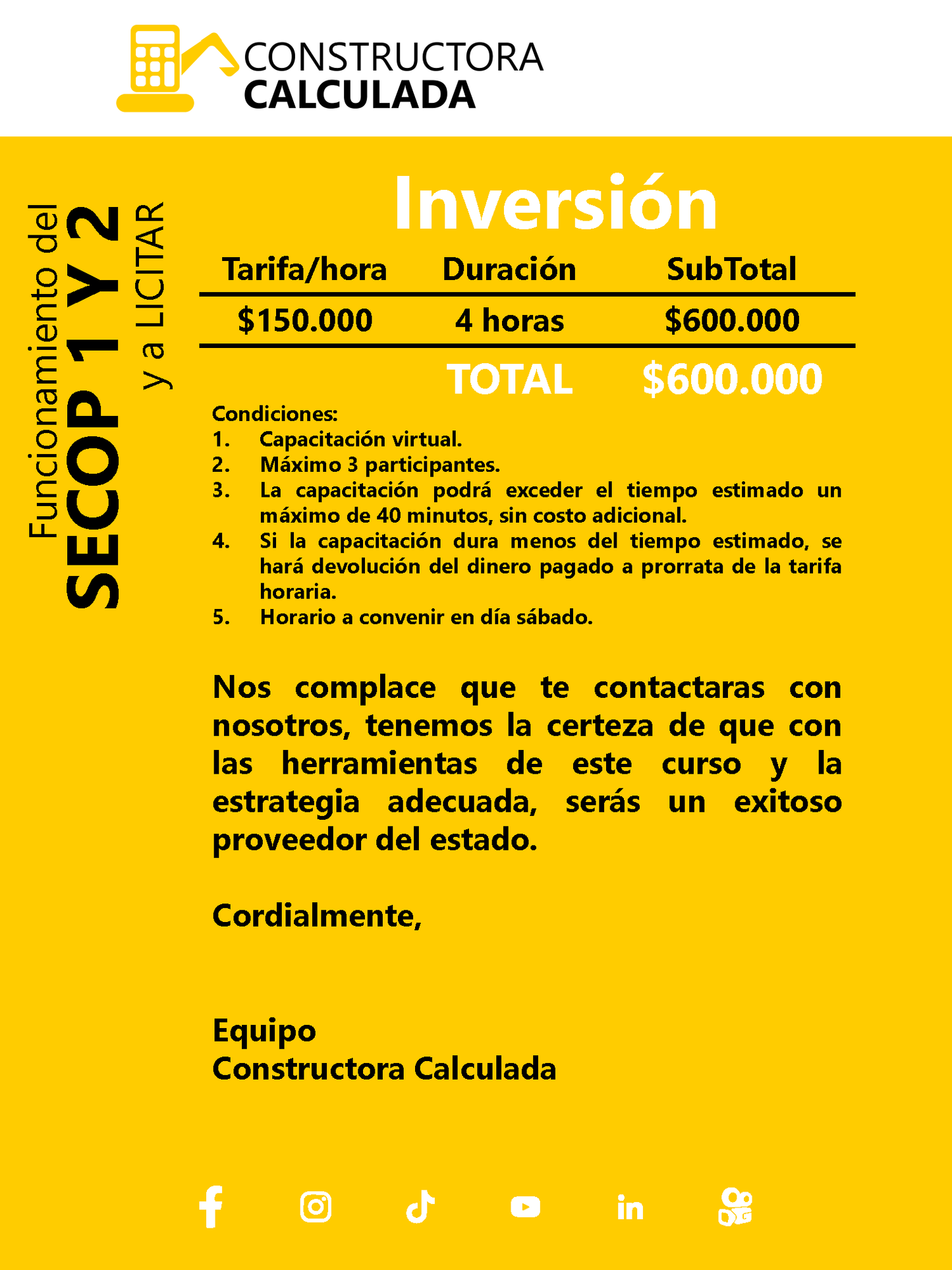 (Precio para 3 participantes) Funcionamiento del SECOP 1 Y 2 y a LICITAR - CAPACITACIÓN