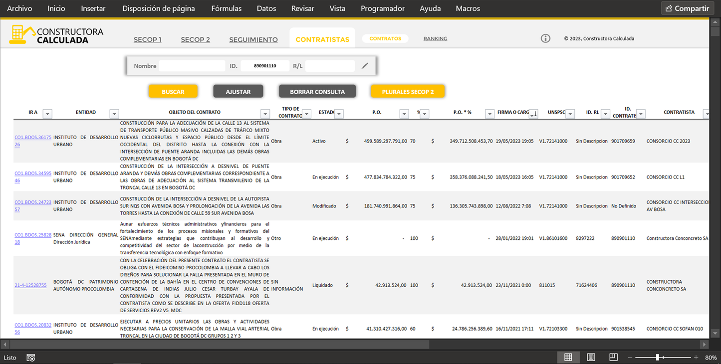SECOP UNIFICADO (Libro de Excel, licencia PERPETUA para 1 ordenador)