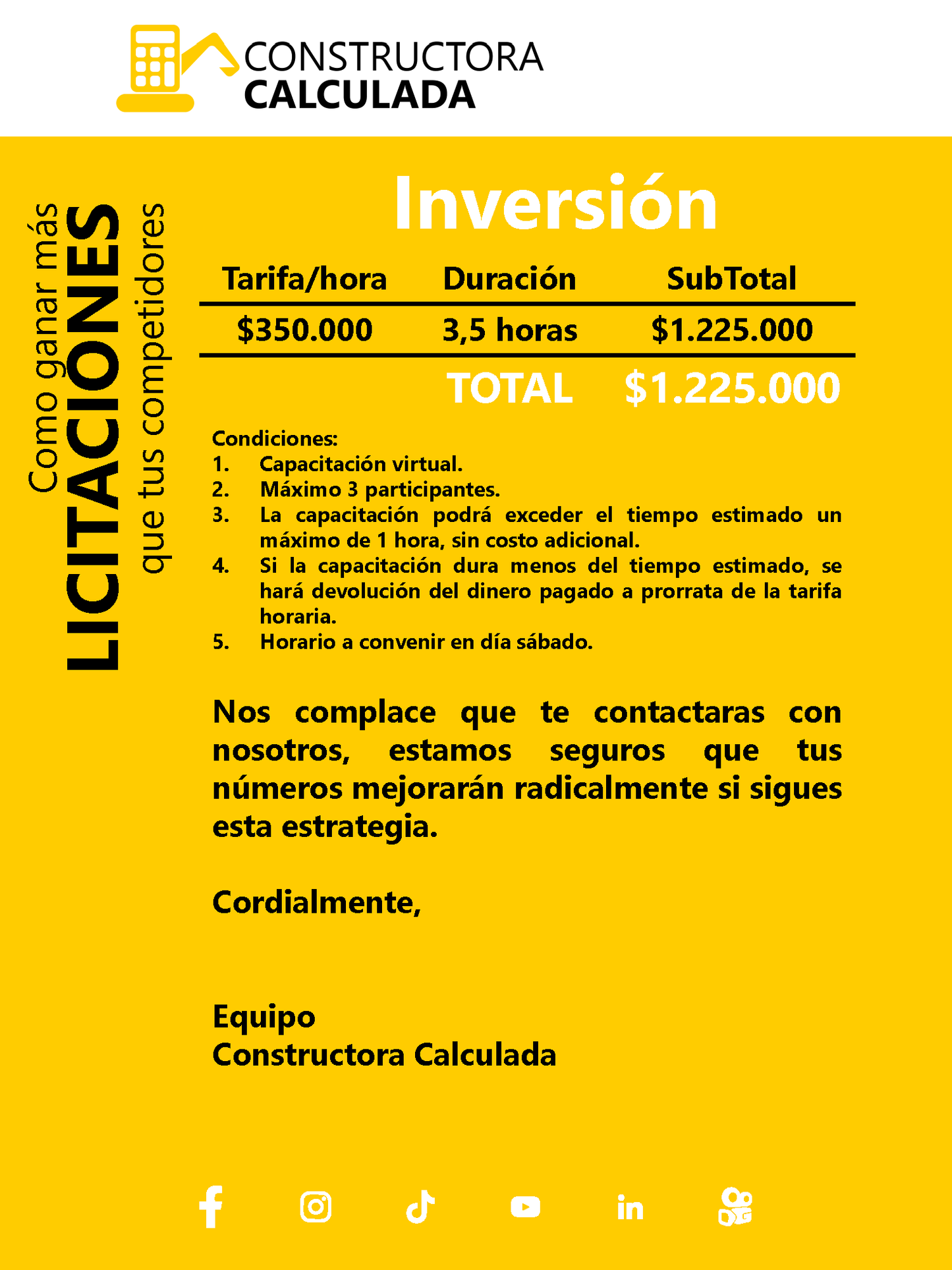 (Precio para 3 participantes) Como ganar más LICITACIONES que tus competidores (Versión reducida) - CAPACITACIÓN