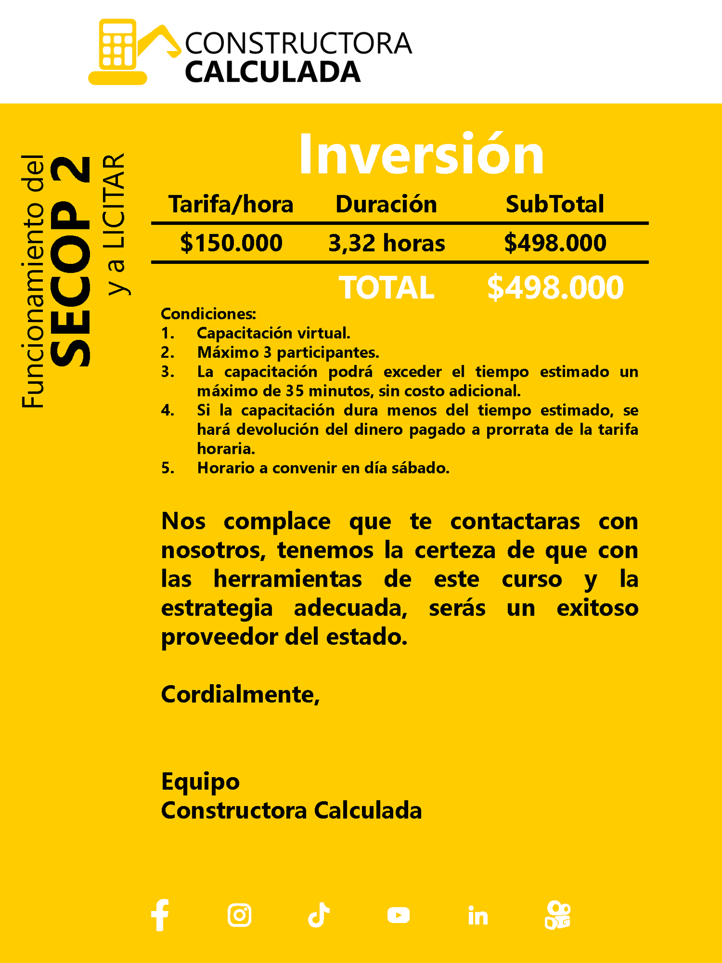 (Precio para 3 participantes) Funcionamiento del SECOP 2 y a LICITAR - CAPACITACIÓN