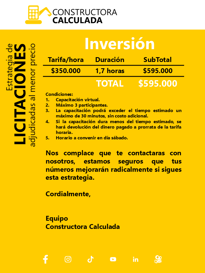 (Precio para 3 participantes) Estrategia de LICITACIONES adjudicadas al menor precio (Subasta Inversa – Menor cuantía) - CAPACITACIÓN virtual en vivo
