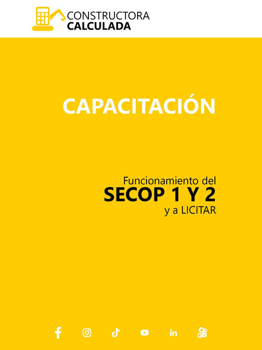 (Precio para 3 participantes) Funcionamiento del SECOP 1 Y 2 y a LICITAR - CAPACITACIÓN
